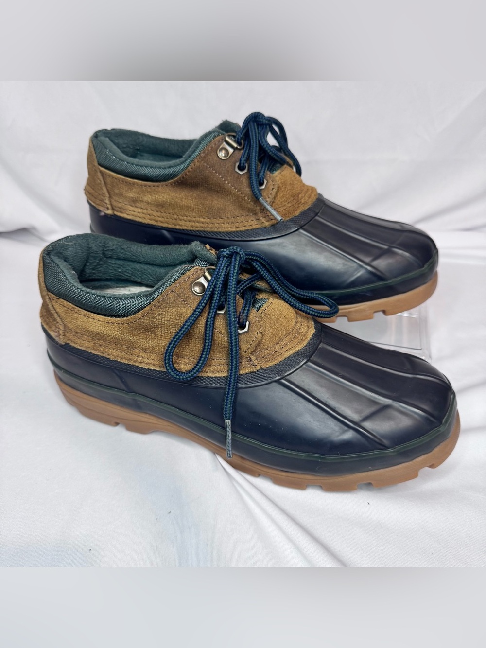 Vintage G.H. Bass Alpine Waterproof Duck Shoes Boots Navy Blue Brown